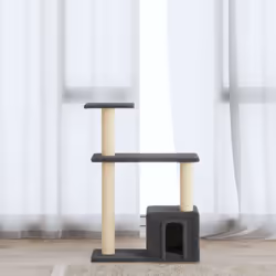 Cet arbre à chat est le refuge idéal pour que vos chats puissent gratter, grimper, se percher, se cacher et se reposer. Il do ...