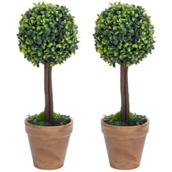 vidaXL Plantes de buis artificiel 2 pcs avec pots Boule Vert 41 cm