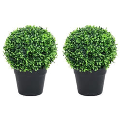vidaXL Plantes de buis artificiel 2 pcs avec pots Boule Vert 32 cm