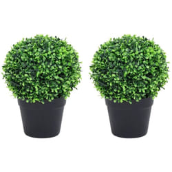 vidaXL Plantes de buis artificiel 2 pcs avec pots Boule Vert 27 cm