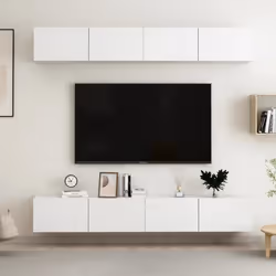 vidaXL Meubles TV 4 pcs Blanc 100x30x30 cm Bois d'ingénierie