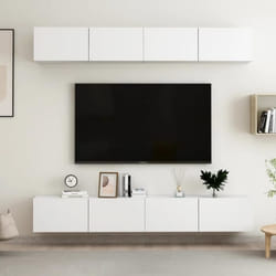 vidaXL Meubles TV 4 pcs Blanc 100x30x30 cm Bois d'ingénierie