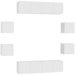 Ensemble De Meubles Tv 8 Pcs Blanc Bois D'Ingénierie Vidaxl