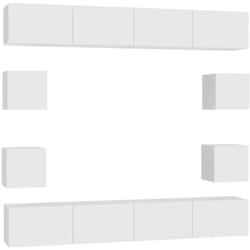 Ensemble De Meubles Tv 8 Pcs Blanc Bois D'Ingénierie Vidaxl