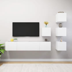 Ensemble De Meuble Tv 6 Pcs Blanc Bois D'Ingénierie Vidaxl