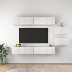 vidaXL Meubles TV Blanc - 8 pcs