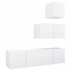 Ensemble de meubles TV 4 pcs Blanc Bois d'ingénierie vidaXL