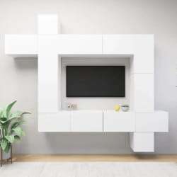 vidaXL Meuble TV Ensemble 9 pcs Blanc
