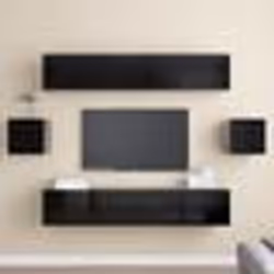 vidaXL Ensemble de meuble TV 6 pcs Noir Bois d'ingénierie - TU