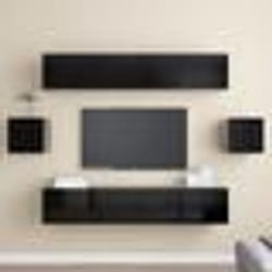 vidaXL Ensemble de meuble TV 6 pcs Noir Bois d'ingénierie - TU