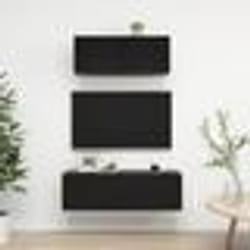 vidaXL Ensemble de meuble TV 2 pcs Noir Bois d'ingénierie - TU