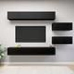 vidaXL Ensemble de meubles TV 6 pcs Noir Bois d'ingénierie - TU