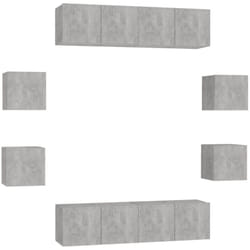 Ensemble De Meubles Tv 8 Pcs Gris Béton Bois D'Ingénierie Vidaxl