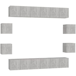 Ensemble De Meubles Tv 10 Pcs Gris Béton Bois D'Ingénierie Vidaxl