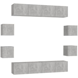 Ensemble De Meubles Tv 8 Pcs Gris Béton Bois D'Ingénierie Vidaxl