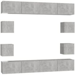 Ensemble De Meubles Tv 8 Pcs Gris Béton Bois D'Ingénierie Vidaxl