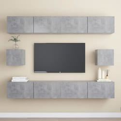 vidaXL Ensemble de meubles TV 6 pcs Gris béton Bois d'ingénierie - TU