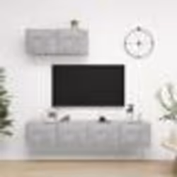 vidaXL Meubles TV 3 pcs Gris béton Bois d'ingénierie - TU
