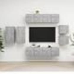 vidaXL Ensemble de meuble TV 8 pcs Gris béton Bois d'ingénierie