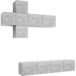 Ensemble De Meuble Tv 7 Pcs Gris Béton Bois D'Ingénierie Vidaxl