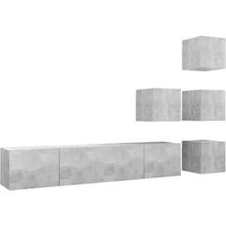 Ensemble De Meubles Tv 6 Pcs Gris Béton Bois D'Ingénierie Vidaxl