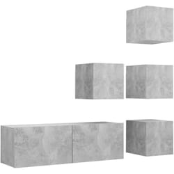 Ensemble De Meuble Tv 5 Pcs Gris Béton Bois D'Ingénierie Vidaxl