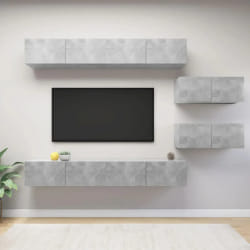 vidaXL Ensemble de meubles TV 6 pcs Gris béton Bois d'ingénierie - TU