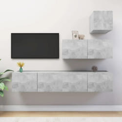 vidaXL Ensemble de meubles TV 4 pcs Gris béton Bois d'ingénierie - TU