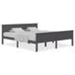 vidaXL Cadre de lit sans matelas bois massif de pin gris 200x200 cm - 200 x 200 cm