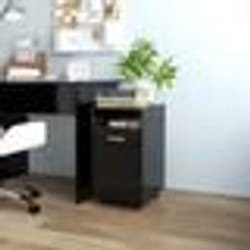 vidaXL Armoire latérale avec roues Noir 33x38x60 cm Bois d’ingénierie - TU