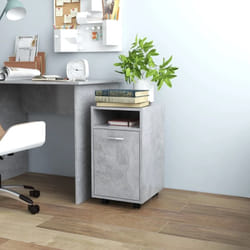 Armoire latérale et roues Gris béton 33x38x60cm Bois ingénierie Vidaxl