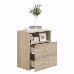 VidaXL 803279 Table de nuit et table de chevet Chêne - Vue supplémentaire 4