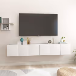 Description générale Cet ensemble de meuble TV suspendu au design épuré et moderne est le point de mire de votre salon. Ce me ...