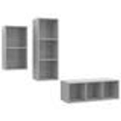 vidaXL Ensemble de meuble TV 3 pcs Gris béton Bois d'ingénierie - TU