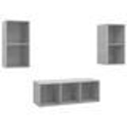 vidaXL Ensemble de meuble TV 3 pcs Gris béton Bois d'ingénierie - TU