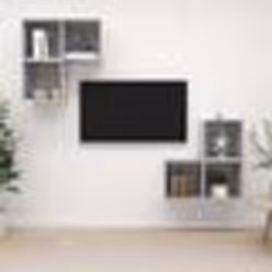 vidaXL Ensemble de meubles TV 4 pcs Gris béton Bois d'ingénierie - TU