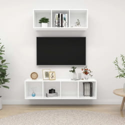 vidaXL Ensemble de meuble TV 2 pcs Blanc Bois d'ingénierie