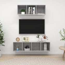 vidaXL Ensemble de meuble TV 2 pcs Gris béton Bois d'ingénierie - TU