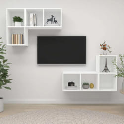 vidaXL Meubles TV muraux 4 pcs Blanc Bois d'ingénierie - TU