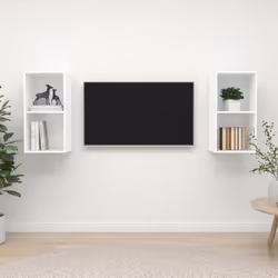 vidaXL Meubles TV muraux 2 pcs Blanc Bois d'ingénierie - TU