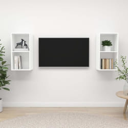 vidaXL Meubles TV muraux 2 pcs Blanc Bois d'ingénierie - TU