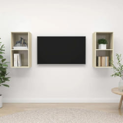 vidaXL Meubles TV muraux 2 pcs Chêne sonoma Bois d'ingénierie - TU