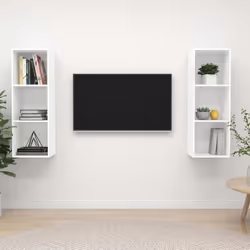 vidaXL Meubles TV muraux 2 pcs Blanc Bois d'ingénierie - TU