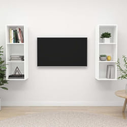 vidaXL Meubles TV muraux 2 pcs Blanc Bois d'ingénierie - TU