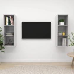 vidaXL Meubles TV muraux 2 pcs Gris béton Bois d'ingénierie - TU