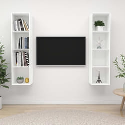 vidaXL Meubles TV muraux 2 pcs Blanc Bois d'ingénierie - TU