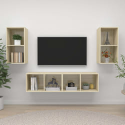 vidaXL Meubles TV muraux 4 pcs Chêne sonoma Bois d'ingénierie - TU