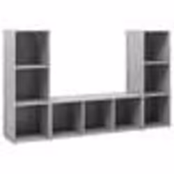 vidaXL Meubles TV 3 pcs Gris béton 107x35x37 cm Bois d'ingénierie - TU