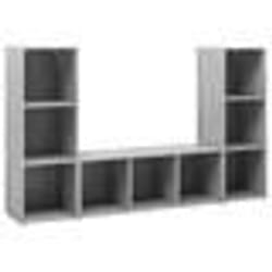 vidaXL Meubles TV 3 pcs Gris béton 107x35x37 cm Bois d'ingénierie - TU