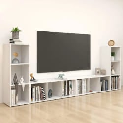 vidaXL Meubles TV 4 pcs Blanc 107x35x37 cm Bois d'ingénierie